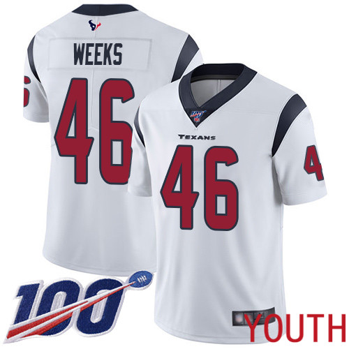 Houston Texans Limited White Youth Jon Weeks Road Jersey NFL Football 46 100th Season Vapor Untouchable